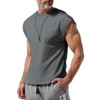 Amazon cross-border American summer new vest men's loose youth casual solid color thin shoulder T-shirt for men