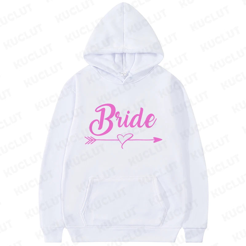 Team Bride Squad Hoodies,  Arrow Heart Graphic Sweatshirts, Women's Casual Hooded Tops for Bridal Wedding & Bachelorette Party