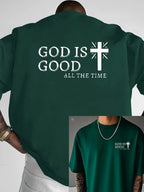 Men's Summer 100% Cotton Casual God is a Good Faith Double sided Printed Loose Sport Round Neck Short Sleeve T-shirt Versatile T