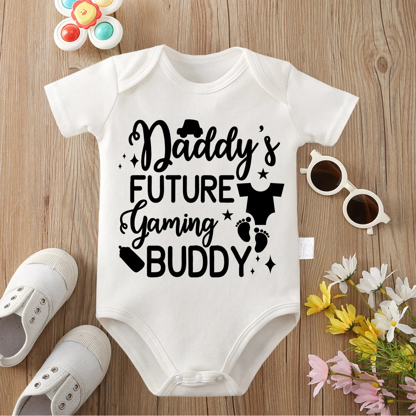 Daddy's Future Gaming Buddy Print Cloths Pure Cotton Comfortable Onesie Bodysuit for Baby Jumpsuit for 0 To 12 Months Newborn
