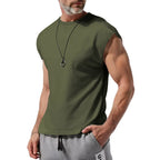 Amazon cross-border American summer new vest men's loose youth casual solid color thin shoulder T-shirt for men