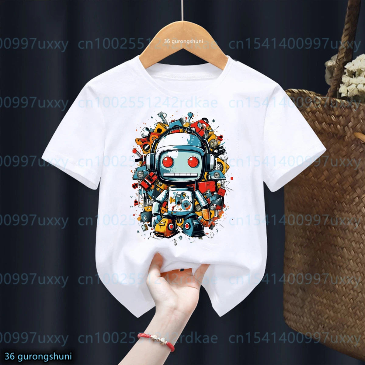 New Boys T-shirt Cool Robot Print Tshirt Fashiona Trendy Boys Clothing Cute Baby Tshirt Summer O-Neck boys Top 1-15 yeas old