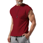Amazon cross-border American summer new vest men's loose youth casual solid color thin shoulder T-shirt for men