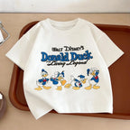 Disney Donald Duck T-shirt Summer Kids Clothing Printed Cartoon Short Sleeve Tops Popular Design Baby Boys T Shirts Crewneck