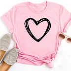 New Women T Shirt Cute Than Heart Printed T-shirt Fashion Love Heart Loose Short Sleevs Round Neck T-shirt Casual Female Tops