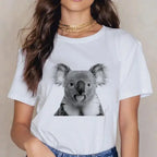 Women Cartoon Kawaii Animal Koala Print Woman Tshirt Harajuku Ropa Mujer Graphic Plus Size T-Shirt Casual Streetwear  Tees