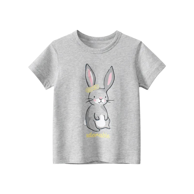 2025 Summer 2-8 Years Kids Girl Shorts Sleeve T-shirts Printed Little Girl Top Baby Girl T Shirts Children Toddler Girl Clothes