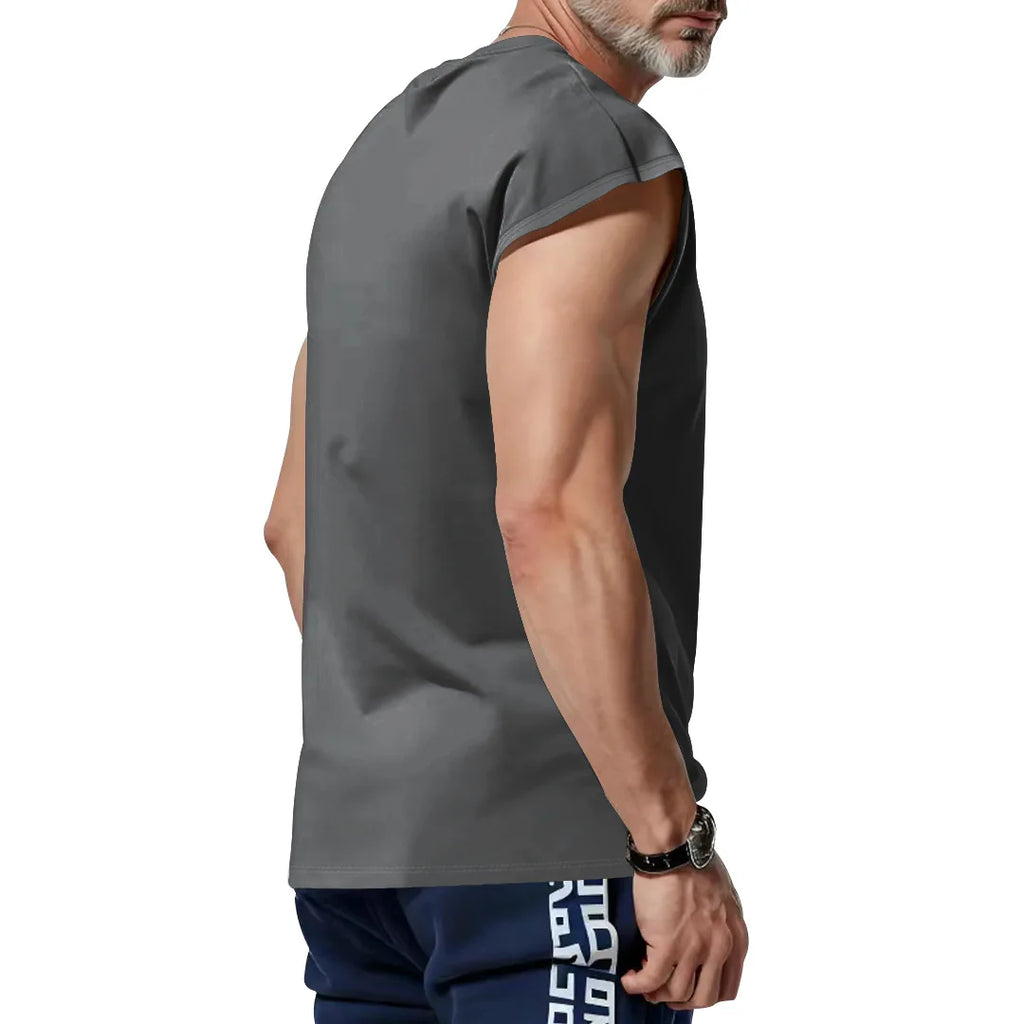 Amazon cross-border American summer new vest men's loose youth casual solid color thin shoulder T-shirt for men