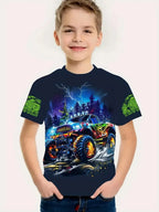 Cool Car Boy's T-Shirt Fashion 3D Print Summer Kids Short Sleeve Tops Lightweight Tees Outdoor Comfortable Children's Clothing
