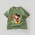 Disney Mickey Boys T Shirts Short Sleeved Tops Cartoon Cotton Kids Clothing Summer Casual Simple Children Tees Toddler Costume