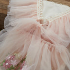 ma&baby 0-24M Baby Girl Romper Newborn Infant Jumpsuit Princess Floral Embroidery Tulle Outfits Birthday Party Clothing