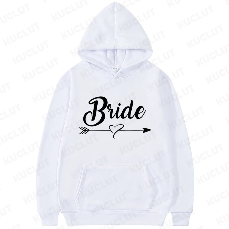 Team Bride Squad Hoodies,  Arrow Heart Graphic Sweatshirts, Women's Casual Hooded Tops for Bridal Wedding & Bachelorette Party