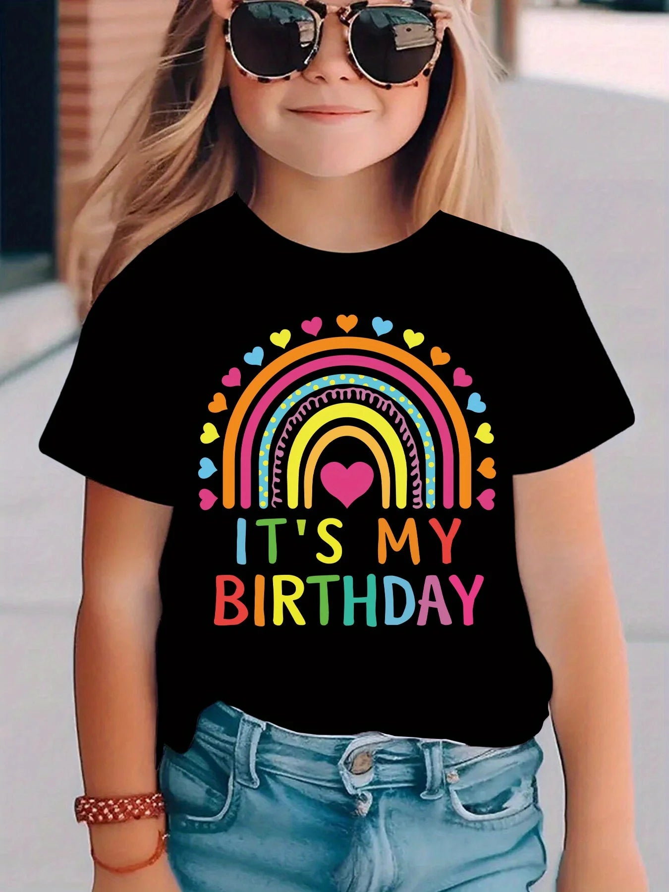 Girl Clothes Birthday Princess Printed Girls T-Shirt Happy Birthday Girl Party Outfit Tops Kids Short Sleeve Tshirt Kids Clothes