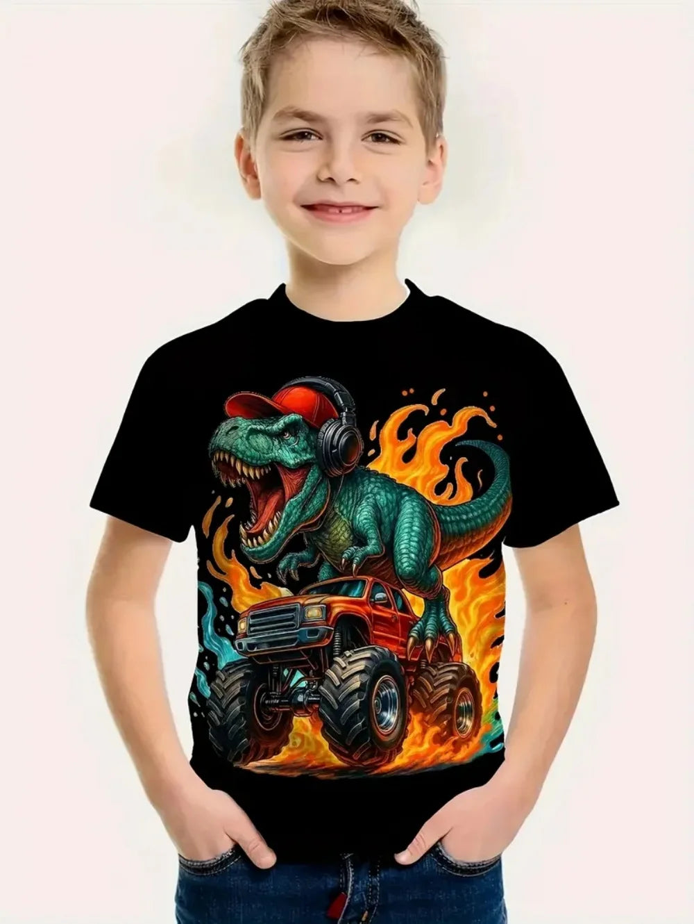 Cool Car Boy's T-Shirt Fashion 3D Print Summer Kids Short Sleeve Tops Lightweight Tees Outdoor Comfortable Children's Clothing