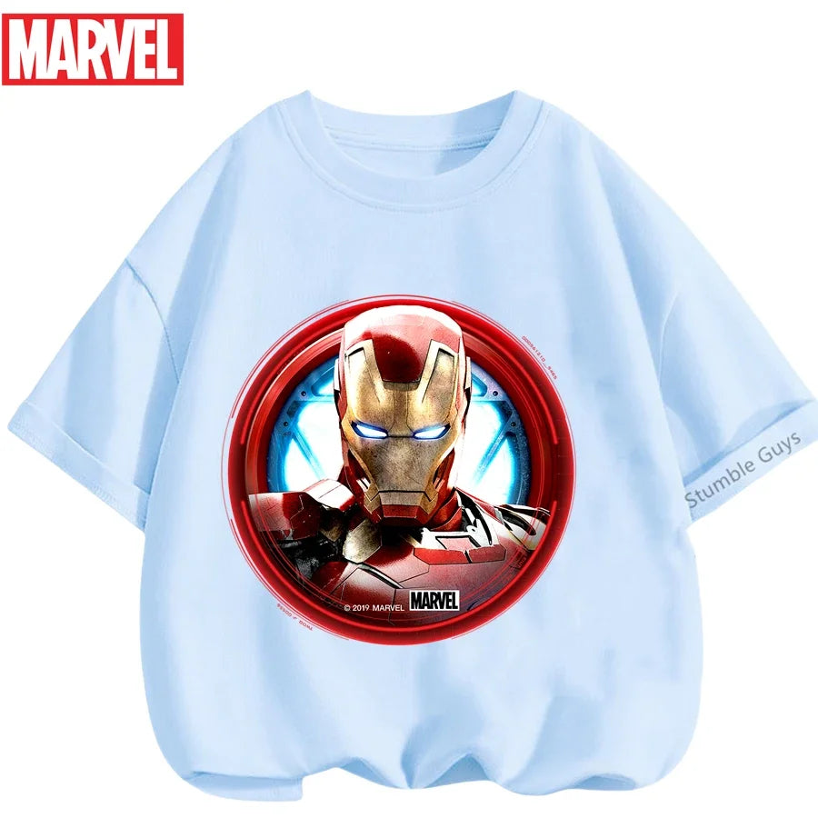 Kids Marvel Iron Man Avengers T-Shirt Boys Girls Summer Casual Tees 2026 New Anime Clothes