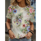 Cartoon Cat Graphic T-Shirt For Women Animal 3D Printed T Shirts Summer Fashion Casual Loose Tees Round Neck Tops Short Sleeves