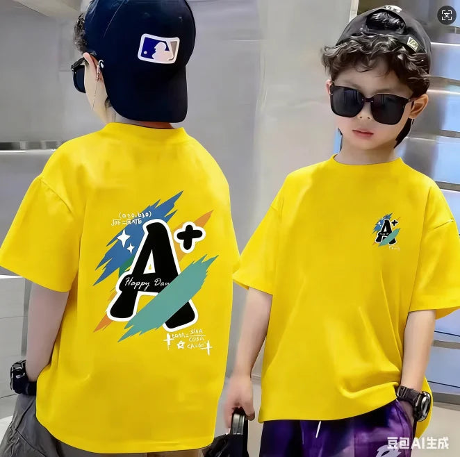 Nickelodeon Fashion children's cartoon print 100%pure cotton soft and fluffy T-shirt for medium-sized children,cute top for kids
