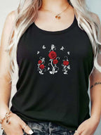 Loose Fit Printed Pocket T-Shirt for Women with Ribbed Collar round Neck 1-8XL plus Size Comfortable Casual Vest