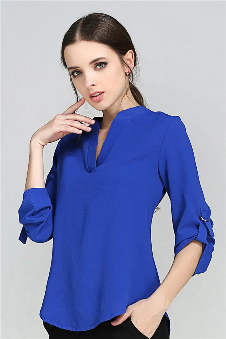 Plus Size Blouse Clothing Women Long Sleeve Shirt Chiffon Blouse Ladies Top