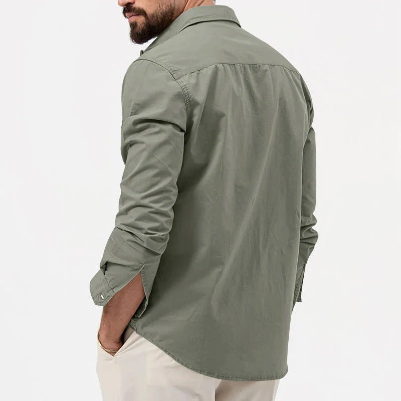 Men's Long Sleeve Shirt, Tiki Retro Solid Color Fitness Wear, Harajuku Street High Quality Fashion Jogging Fitness Autumn Shirt