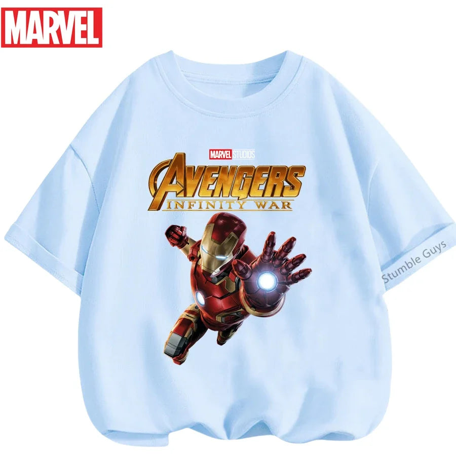 Kids Marvel Iron Man Avengers T-Shirt Boys Girls Summer Casual Tees 2026 New Anime Clothes