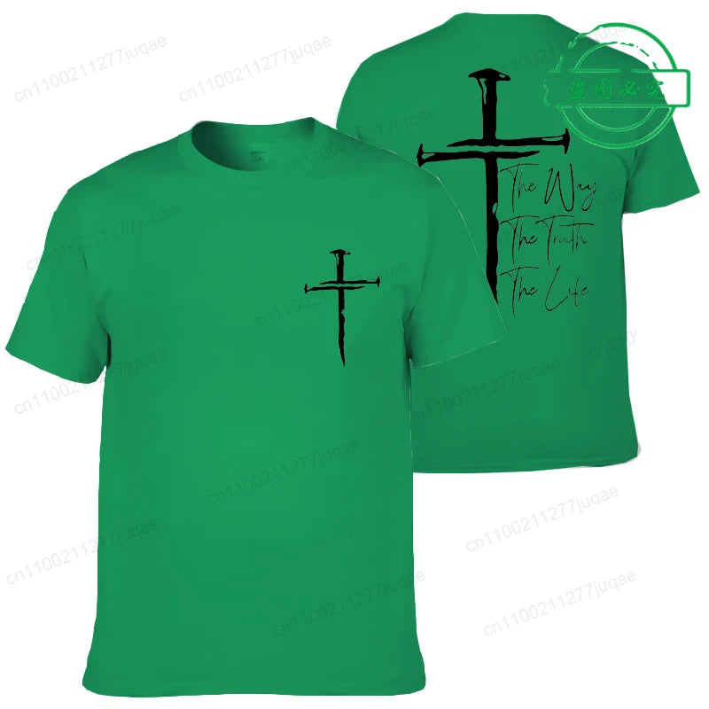 New Summer Men's T-Shirt Clothing Jesus Cross Vintage Printed Tees for Men Women Oversized Tops Christian Faith Shirt Clothing