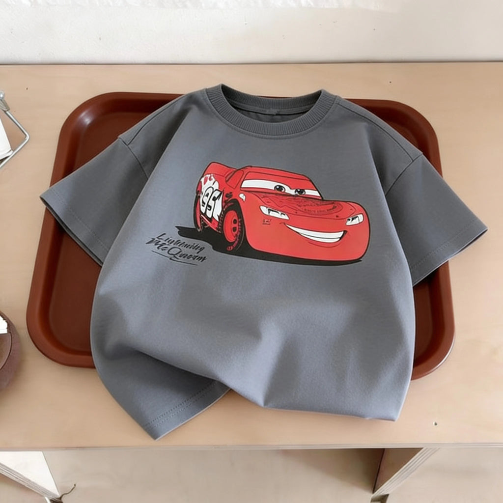 Summer Clothing Printed Cartoon Car Boys Tshirts Tops Short-sleeved Children's Wear Round Collar T-shirt Kids Costume T Shirts