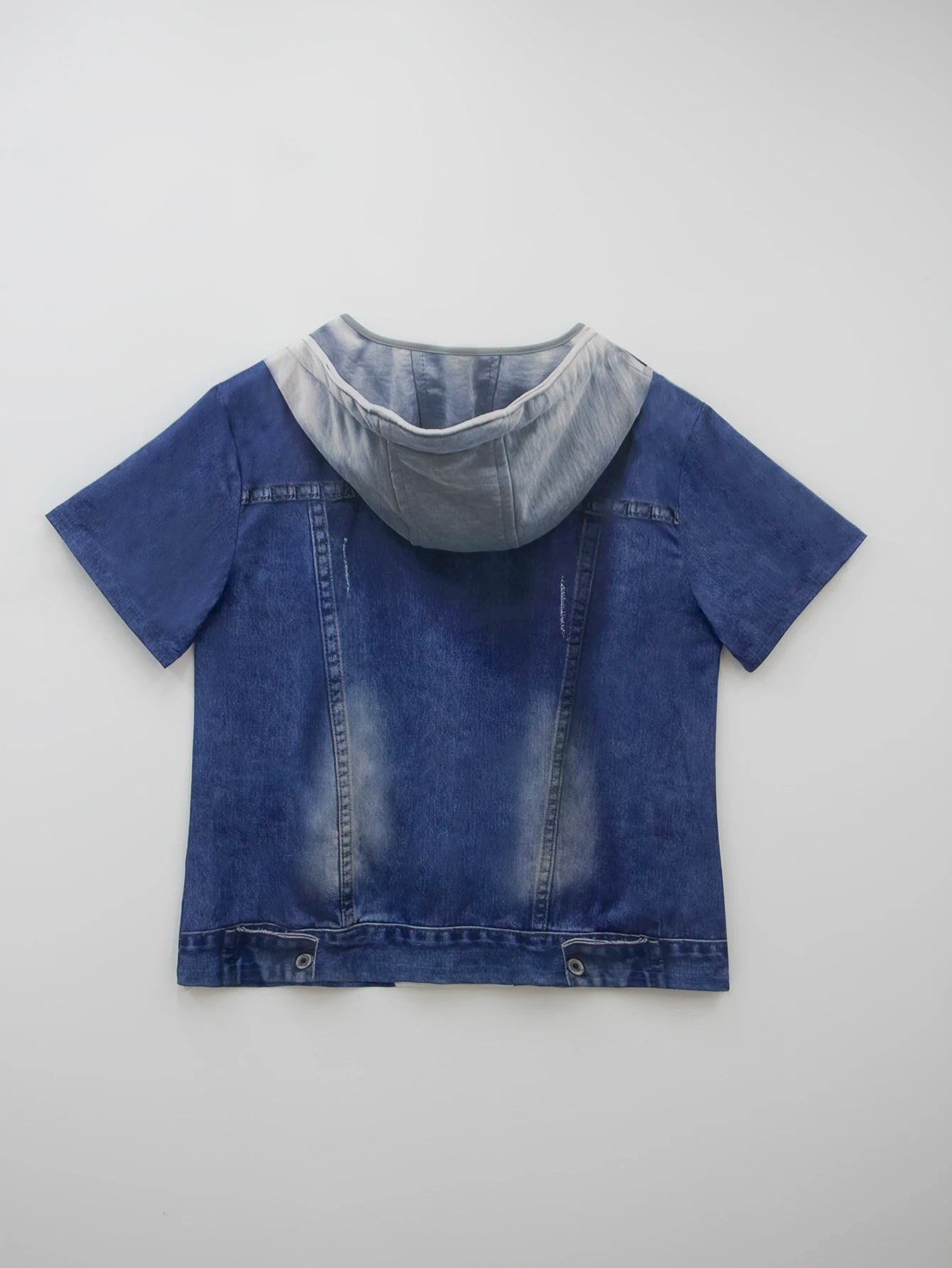 Plus size women's imitation denim casual short sleeved round neck top Western style denim style T-shirt versatile comfortable