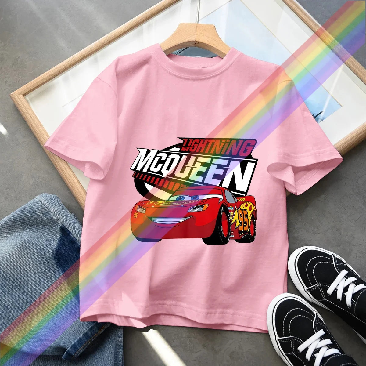 Hot Sale Car Pixar Lightning McQueen Print Cute Kids T-Shirts Girls Clothes Baby Boys Short Sleeve T Shirt Summer Children Tops