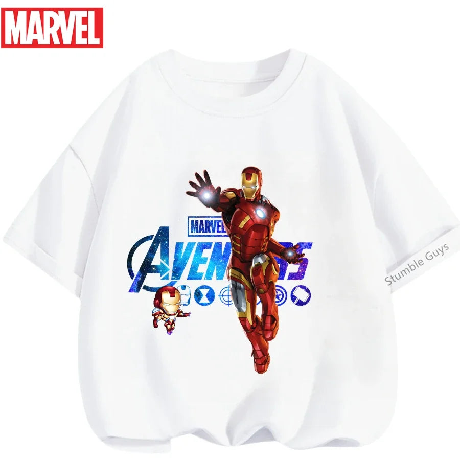 Kids Marvel Iron Man Avengers T-Shirt Boys Girls Summer Casual Tees 2026 New Anime Clothes