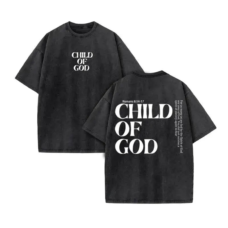 Summer top Men's T-shirt Christian Jesus design new wash short sleeve street print vintage T-shirt oversized for men and women