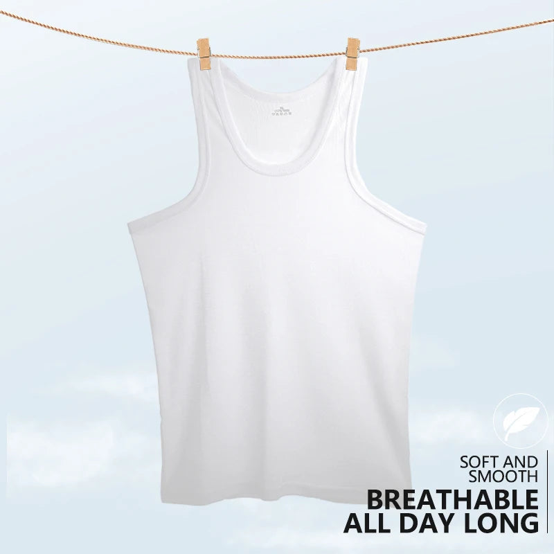 1pcs Pure Cotton Men Four Seasons Vest Teenagers Simple Fit Sports Fitness T-shirt Middle-aged Casual Sleeveless Tops L-4XL