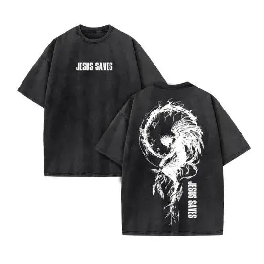 Jesus Christian Design New Summer Men's Top T-shirt Wash Short Sleeve Street Print Vintage T-shirt Oversized for Men and Women