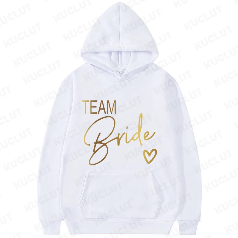 Team Bride Matching Hoodies Women Soft Casual Bridesmaid Bachelorette Party Gift Hooded Sweatshirts Wedding Group Outfits Tops