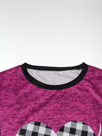 Plus size women's love printed round neck pullover T-shirt women's tops fashionable and versatile knitted tops