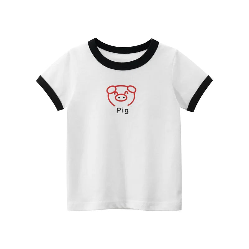2025 Summer 2-8 Years Kids Girl Shorts Sleeve T-shirts Printed Little Girl Top Baby Girl T Shirts Children Toddler Girl Clothes