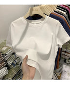 Women T Shirt Girls T-Shirt Woman Clothes Tops Cotton Tshirt Female Short Sleeve Spring Tee Sexy Y2k Top White