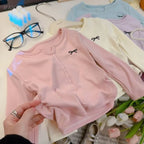 1-12Y Bow T-shirt Embroidered Girls Base Layer Fashionable Long Sleeved Simple Sweet and Cute Knitted Top for Girls Wholesale