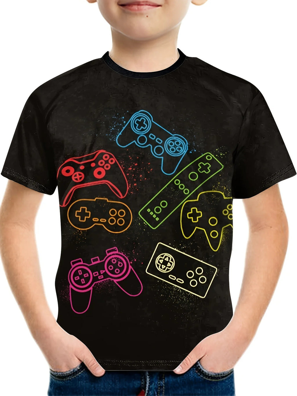T-Shirts for Boys Short Sleeve 3D Gamepad Print Kids Summer Clothes Casual Fashion O-Neck Boys Tshirt Tops Children's Clothing