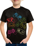 T-Shirts for Boys Short Sleeve 3D Gamepad Print Kids Summer Clothes Casual Fashion O-Neck Boys Tshirt Tops Children's Clothing