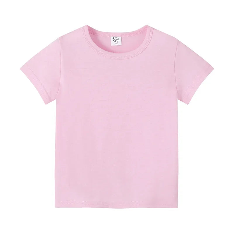 2-12Years Summer children's short sleeve T-shirt cotton baby clothes boys girls blank Infant T-shirt Kids shirt solid tees tops
