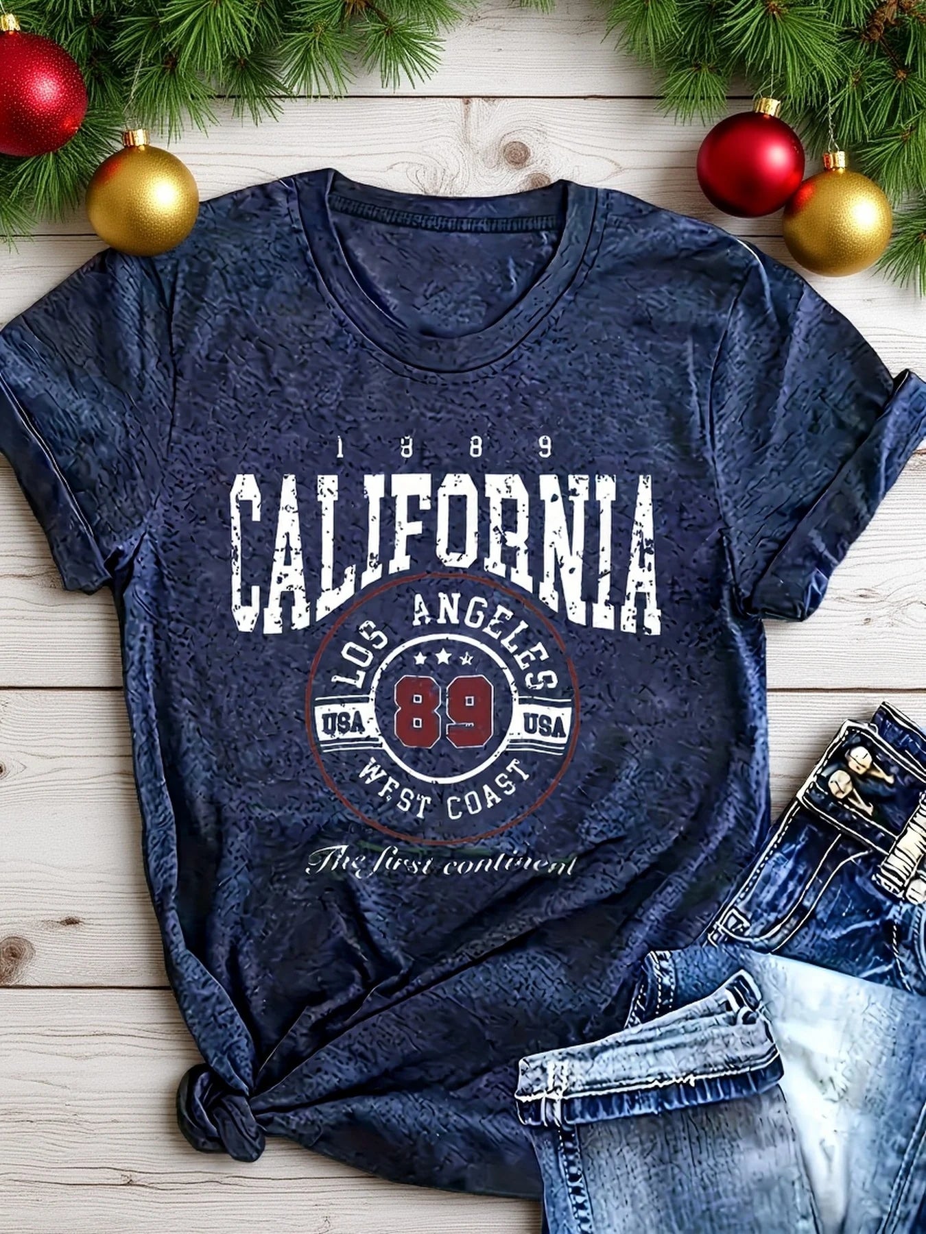 Plus size women's short sleeve T-shirt California Los Angeles 89 West Coast Spring and Summer Essentials summer outfits women's