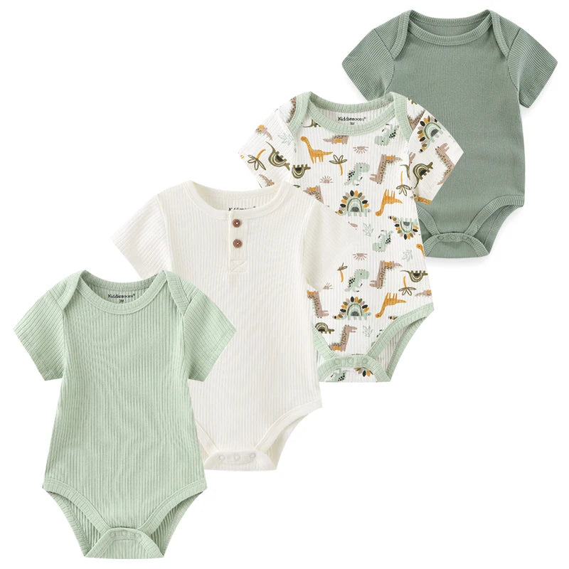 4Pieces Cotton Newborn Bodysuit Print Baby Girl Clothes 0-12M Cartoon Baby Boy Clothes Summer Short Sleeve Romper Bebes