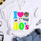 New Fashion I Love The 80s T-Shirt Womens Vintage 1980s T-Shirt Funny Classic T-Shirt Tops Women's Tees Streetwear T-Shirts