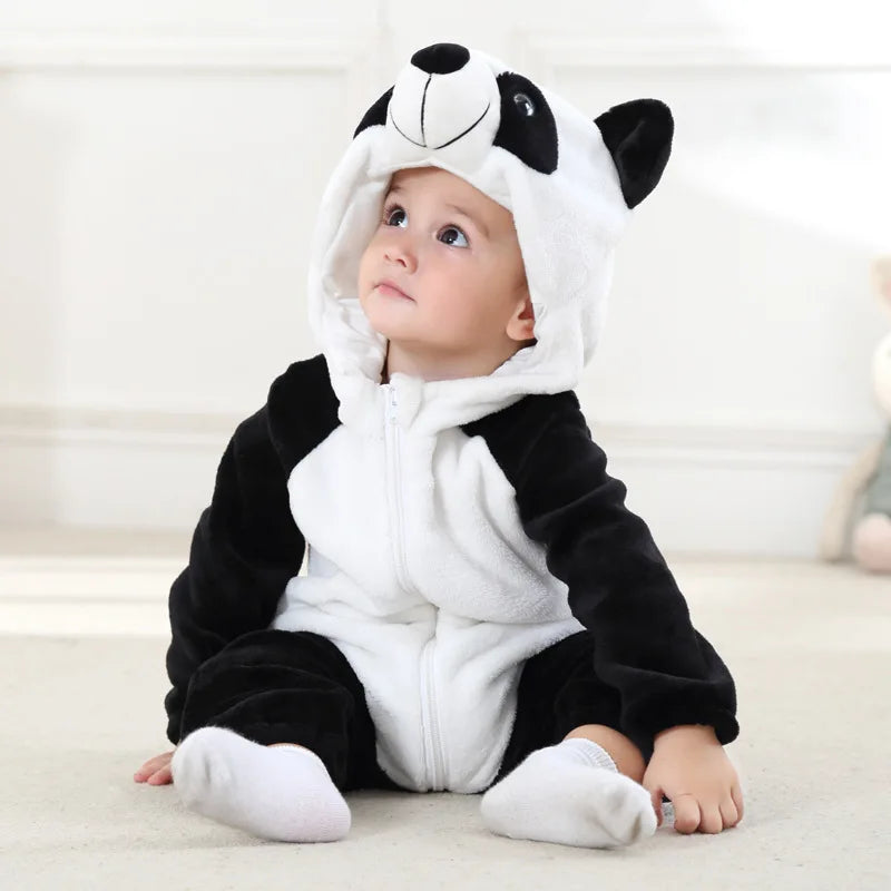 Cartoon Flannel Baby Rompers Unicorn Rabbit Dinosaur Pajamas Cotton Baby Boy Girls Animal Costume Baby Jumpsuit Kigurumi Outfits