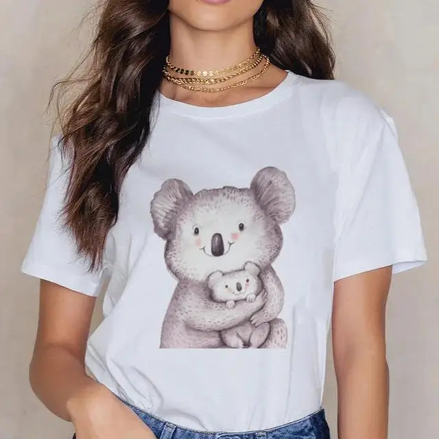 Women Cartoon Kawaii Animal Koala Print Woman Tshirt Harajuku Ropa Mujer Graphic Plus Size T-Shirt Casual Streetwear  Tees