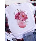 Plus Size Brave Soul L American Retro Letters Love White T-shirt Women Short Sleeve Round Neck Casual Top Summer Aesthetics Tops