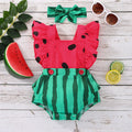 Citgeett Summer Infant Newborn Baby Girls Boys Bodysuit Outfits Watermelon Print Fly Sleeve Jumpsuit Headband Clothes