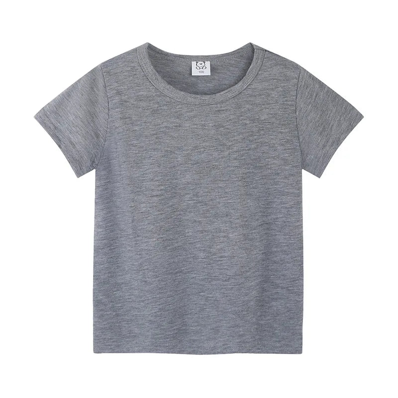 2-12Years Summer children's short sleeve T-shirt cotton baby clothes boys girls blank Infant T-shirt Kids shirt solid tees tops