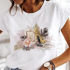 Sweet Wine Plus Size T-Shirt Women Clothing Print Girl 90s Cartoon Printing Clothes Graphic Top Lady Female Tee